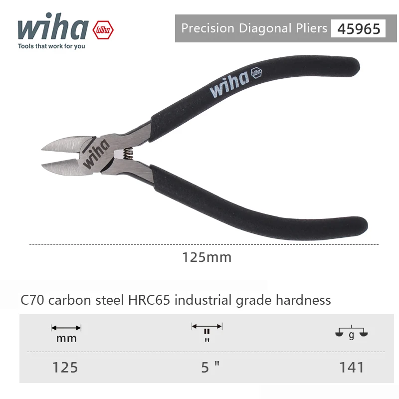 Wiha 45965 Classic Diagonal Pliers 125mm Length High Quality Material Precise Workmanship No-slipping