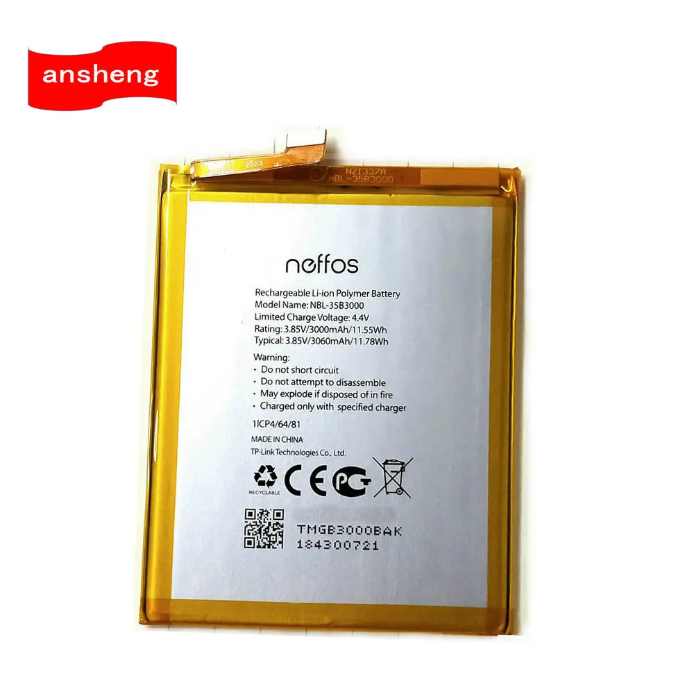 Original  3.85V 3000mAh NBL-35B3000 Battery For TP-link Neffos C7 TP910A TP910C Mobile Phone