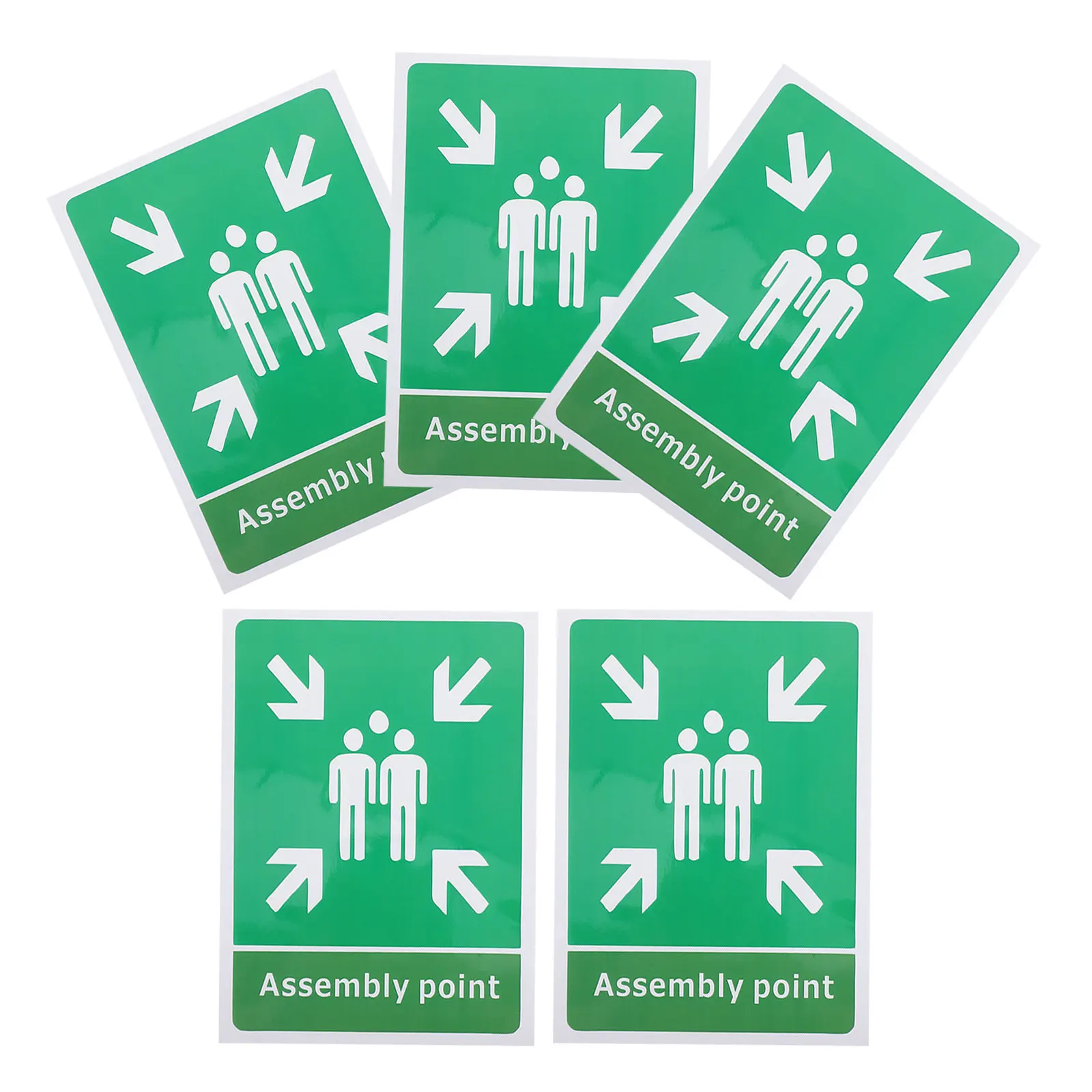 5 Pcs Business Evacuation Sign Assembly Point Sticker Adhesive PVC Self Emergency Indication