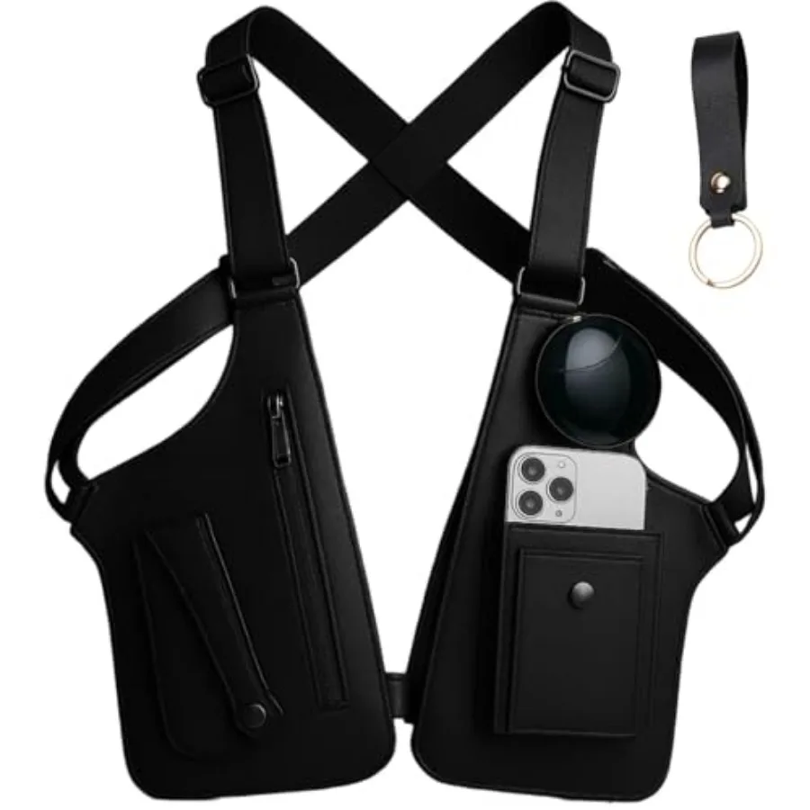

Premium Leather Shoulder Bag, Double Shoulder Armpit Bag, Anti-Theft Hidden Adjustable Strap Holste, Underarm Strap Wallet