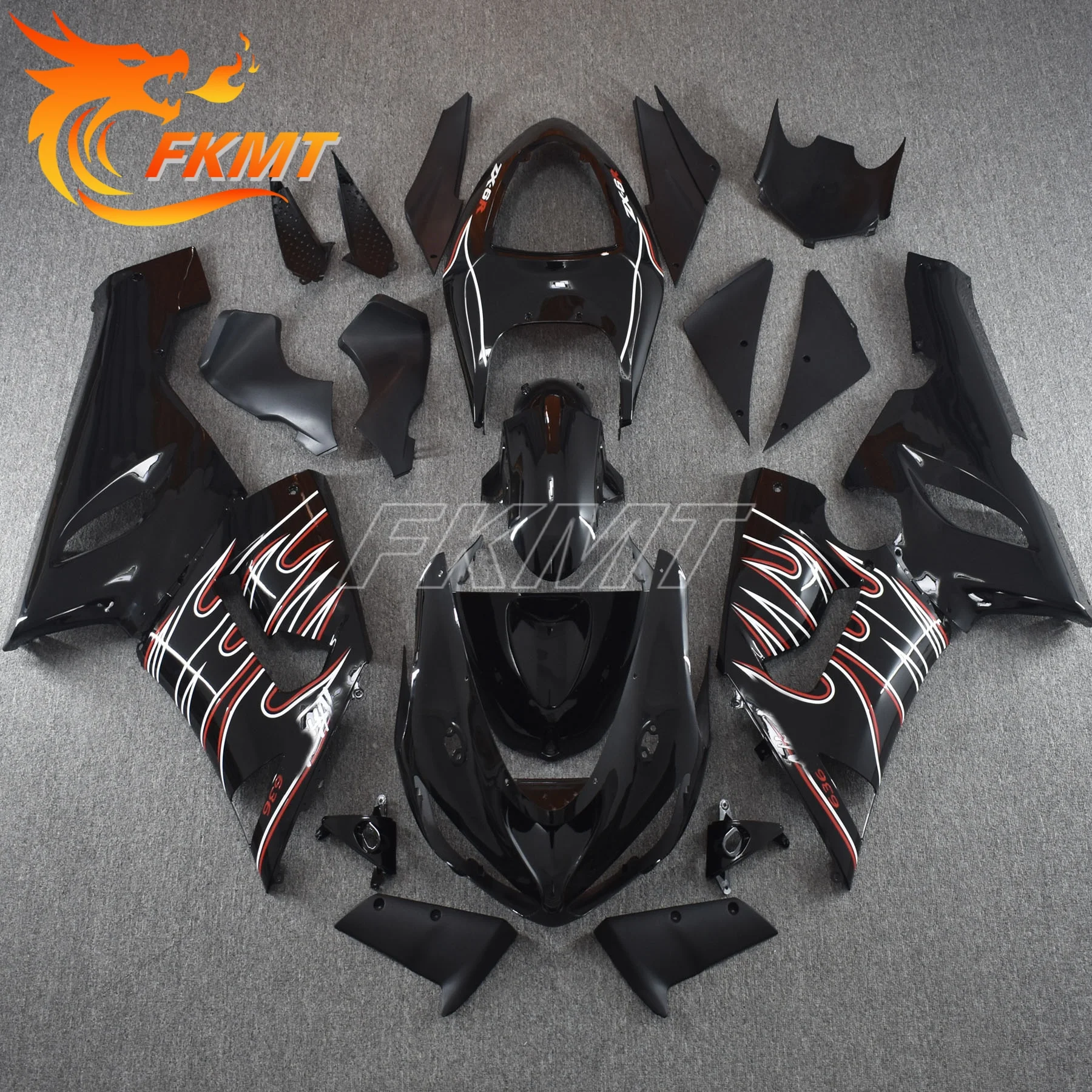 

Black Texture Motorcycle Fairing Kit for KAWASAKI ZX6R ZX-6R ZX-636 2005 2006 Bodywork Set High Quality ABS Injection