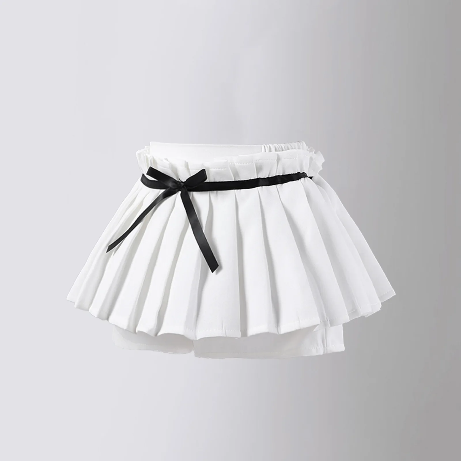 Baby Pleated Skirt College Style Bow A-line Skirt for Girls Summer Casual Fashion Short High Waist Dance School Teen Kids Skirt
