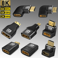 8K HDMI Adapter Male to Female Extender 90 270 Degree Right Angle Mini / Micro HDMI Adapter 8K 60Hz 4K 120Hz For HDTV Laptop PS5