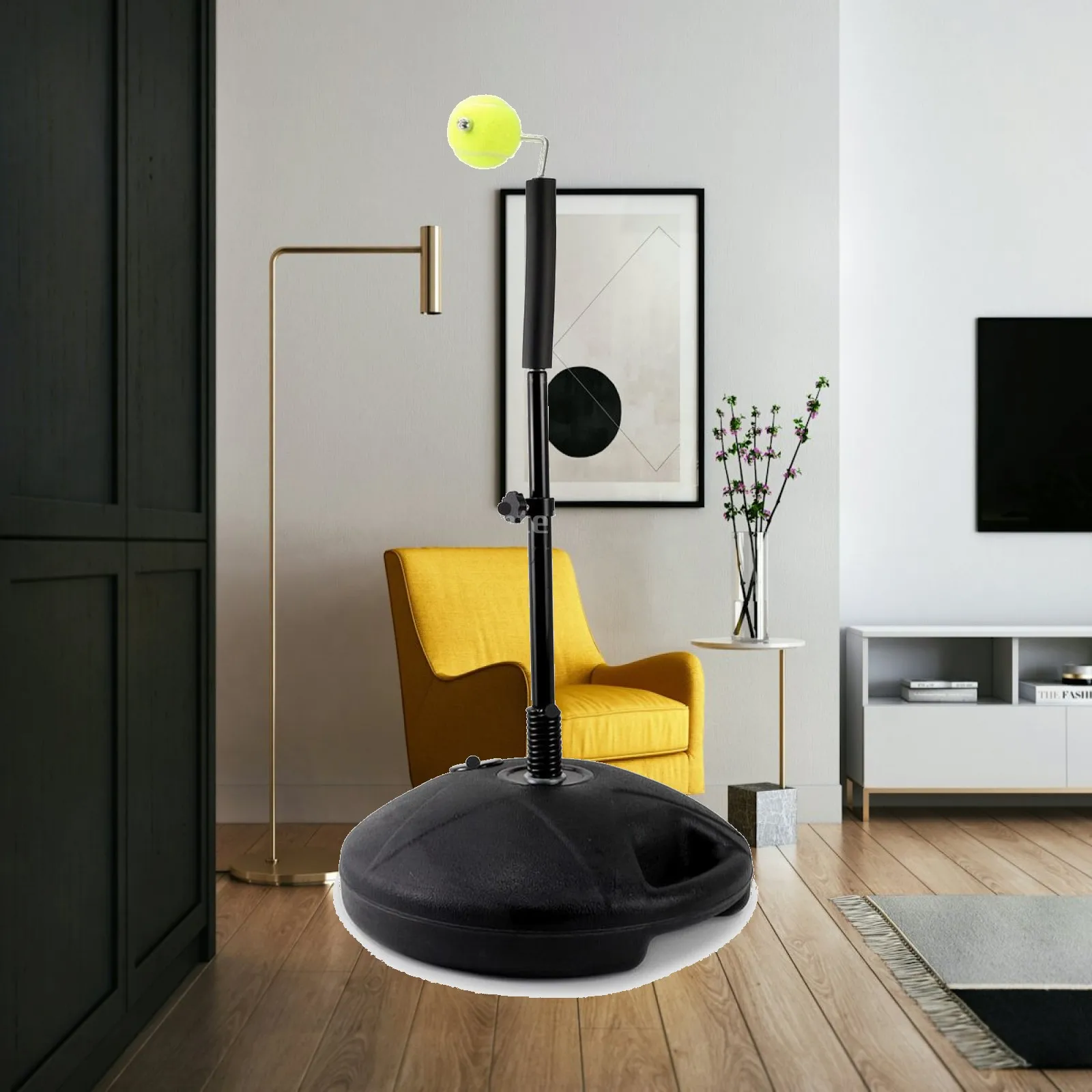 Portable Tennis Trainer for Kids Solo Rebound Ball System with Metal Frame Foam Sleeve and Water Fill Base for Stability
