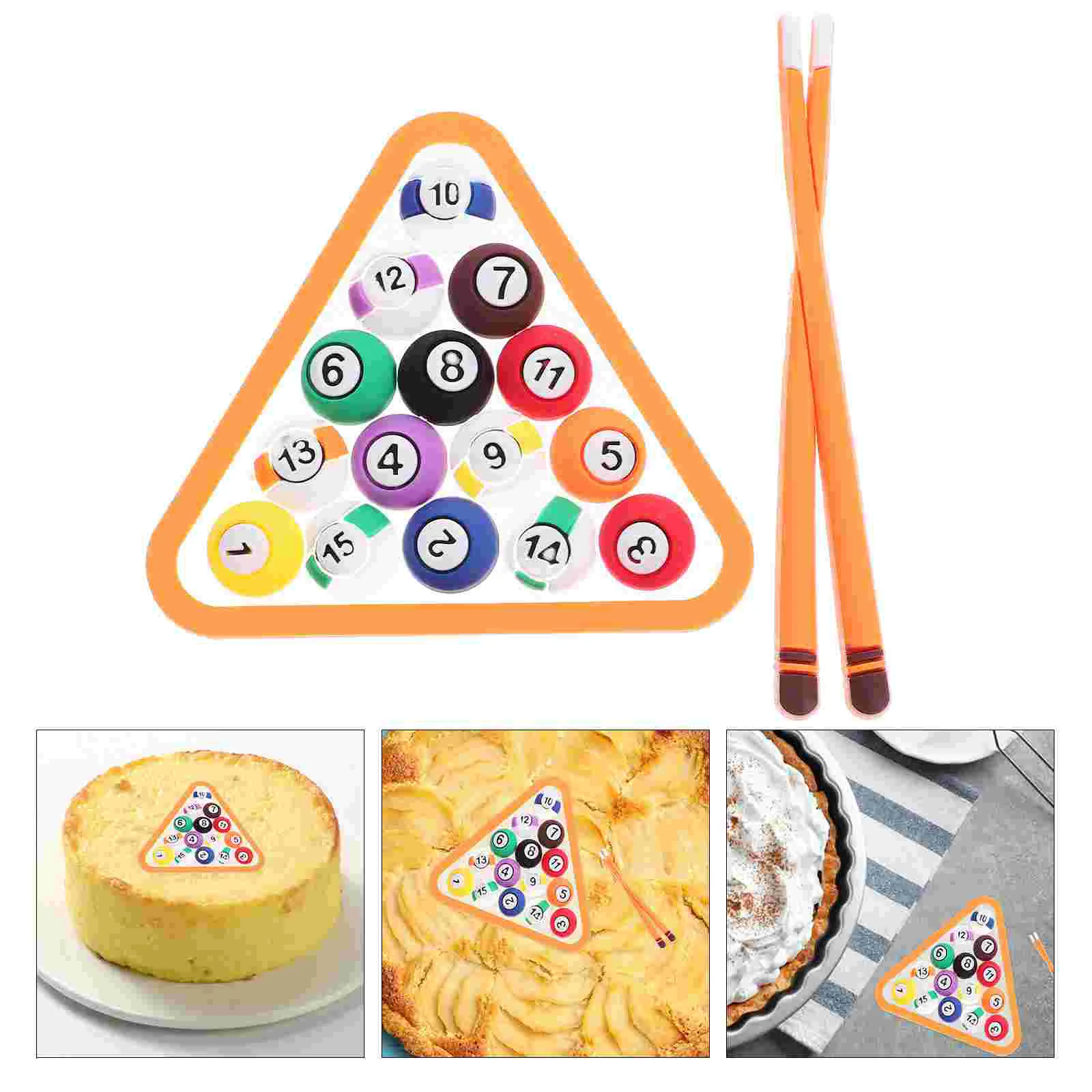 2 Sets Pool Cake Decorating Adorn Birthday Decoration Billiards Theme Toys Gift Baking Soft Rubber Lovely Ornament Man Cakes