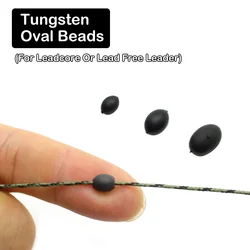 10pcs Tungsten Oval Beads Carp Fishing Accessories Chod Beads Black Carp Hair Helicopte Chod Rig Terminal Tackle Tool Equipment