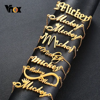 Vnox-Colares com nome personalizado para mulheres, gargantilha de aço inoxidável sólido, pingente personalizado, presente exclusivo especial, moda