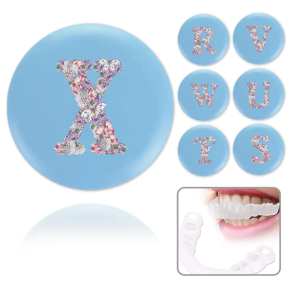 Tooth Box With Mirror Organizer Milk Teeth Storage Retainer Mouth Guard Box Brace Case Portable Daily Rose Flower Letter Pattern