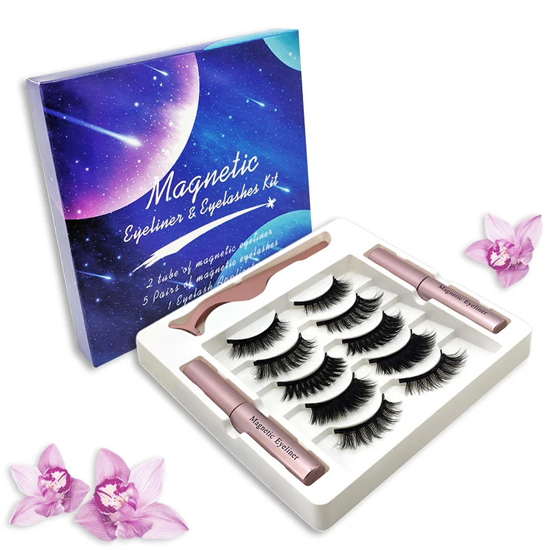 Magnetic liquid Eyeliner And Magnetic False Eyelashes No Glue Natural Lasting Handmade Eyelash Makeup Tool Set TSLM1