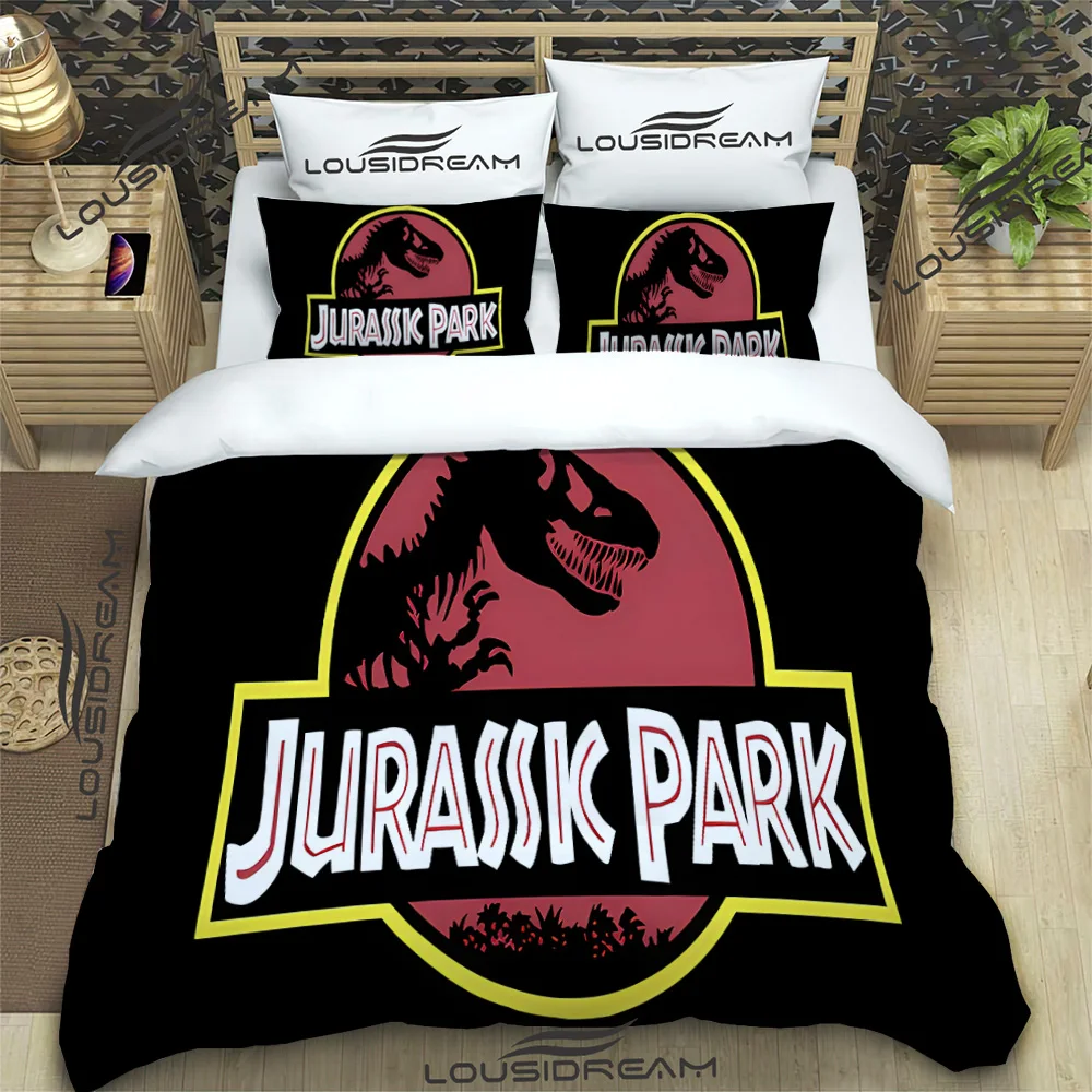 3D Jurassic Park Cartoon Comforter Bedding Set,Duvet Cover Bed Set Quilt Cover Pillowcase,King Queen Size Bedding Set for Child