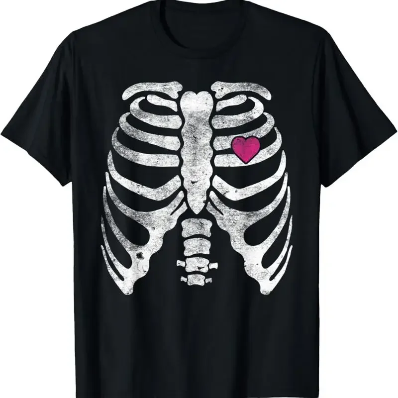 Skeleton Heart Rib Cage X Ray Adult Kids Funny Halloween T Shirt