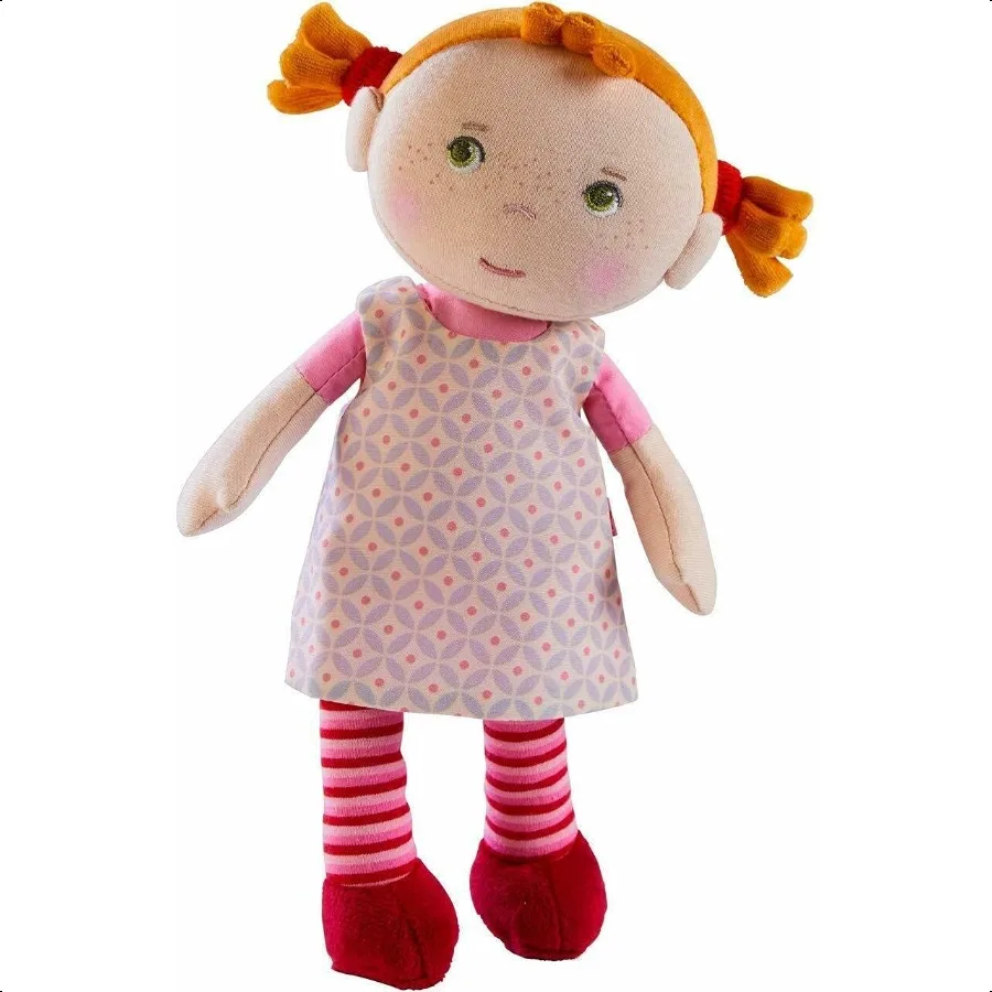 

HABA Soft Baby Doll Roya 10 Rag Doll with Red Pigtails Pink Dr hine Washable Doll Ideal Soft Doll for 2 Year Old Girls