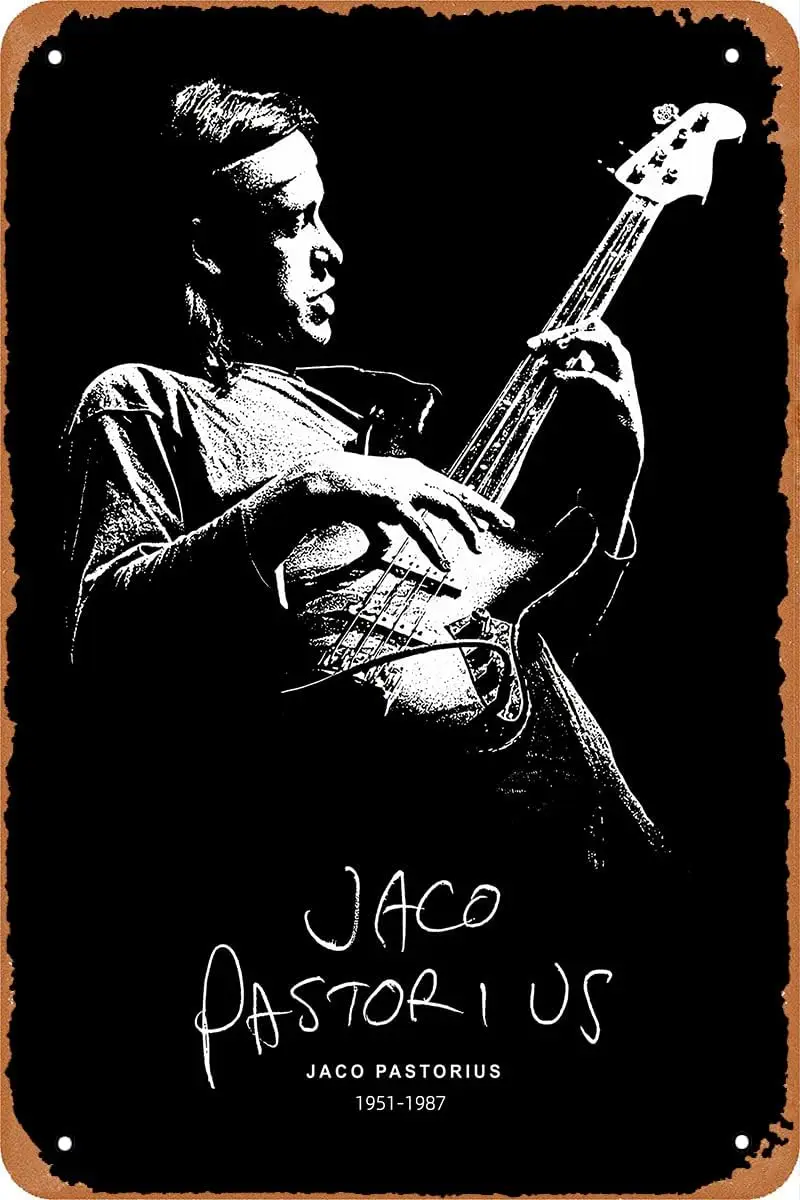ANGIEHAIE Seadlyise Jaco Pastorius Poster Metal Tin Sign Vintage Jazz Wall Art 8X12 Polegadas Presente para Fã de Música Jazz
