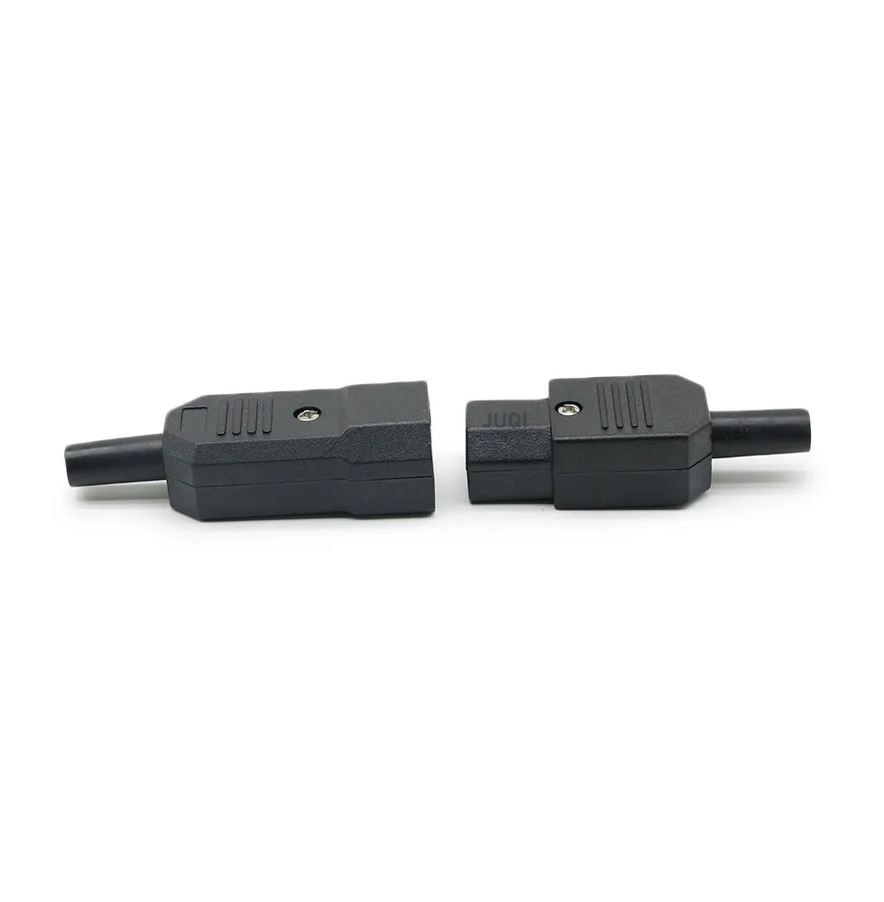 IEC Straight Cable Plug Connector C13 C14 10A 250V  Black female&male Plug Rewirable Power Connector 3 pin AC Socket