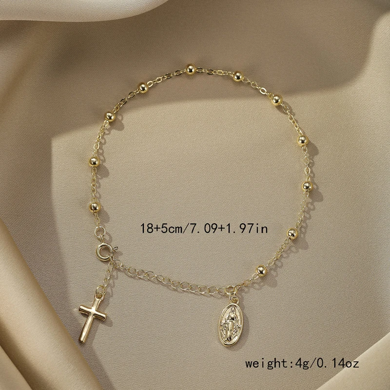 Christian Fashion Cross Bracelet Jewelry Dainty Beads Bracelet for Women Adjustable Wrist Bracelets Hand Chain