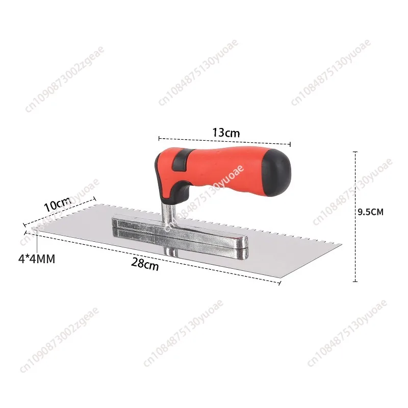 Flat stainless steel spatula 1/2 inch, square notch design for cement and masonry tile installation works