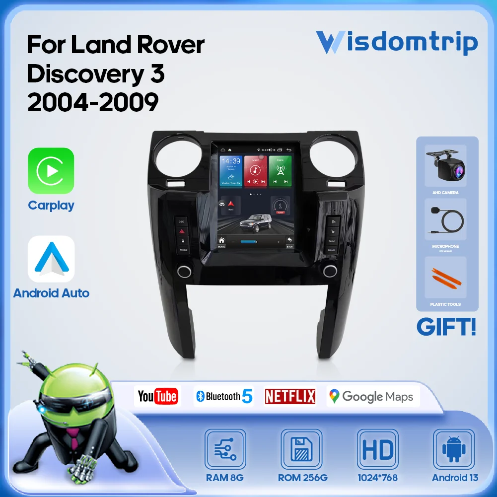 

For Land Rover Discovery 3 2004-2009 intelligent multimedia video player radio GPS 4G WiFi Carplay+Auto Android13