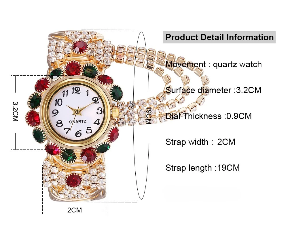 Zirkon Digital Quarzuhr Armreifen Legierung Frauen Mode OL Armbänder Charme Schmuck – Detail 1