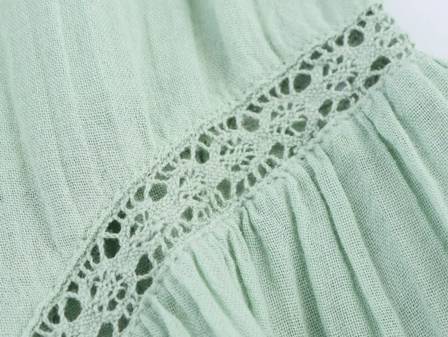 Zomer nieuwe dames zoete off-shoulder kanten geborduurde chiffon tanktop met hangende nek en hals