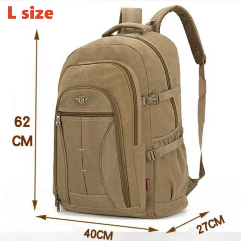 70L Thick Canvas Camping Backpack Large Capacity Waterproof Outdoor Trekking Travel Climbing Bag Luggage Rucksack Men Hiking Bag