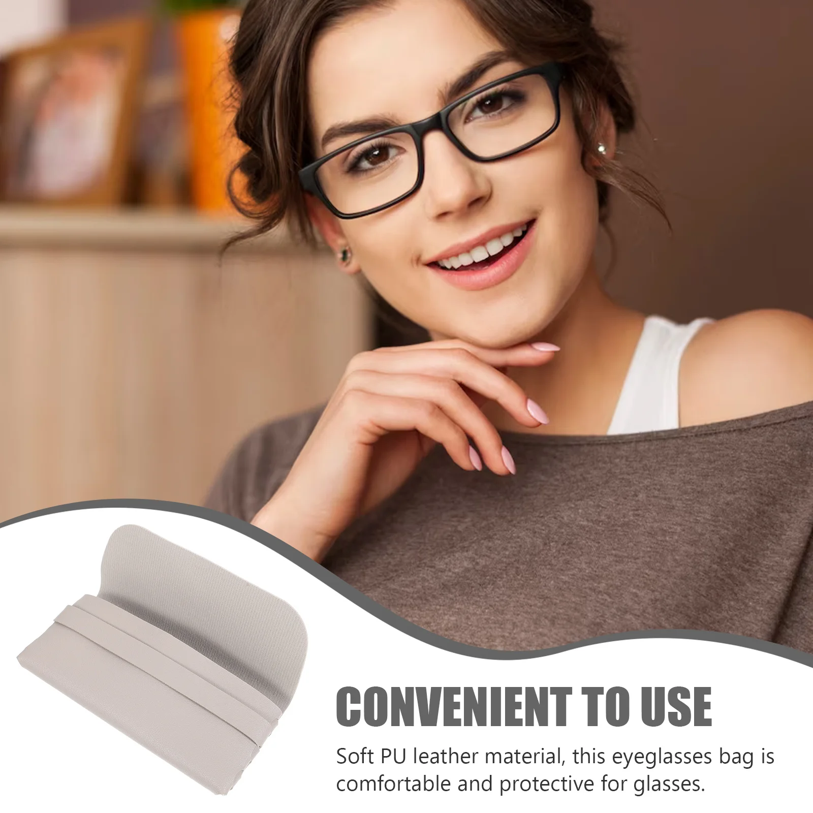 

Durable PU Glasses Case Stylish Eyeglasses Bag Portable Sunglasses Pouch Protective Storage Sleeve for Small Items