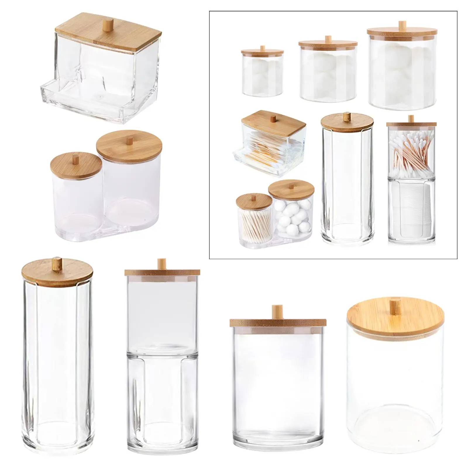 2-4pack Dispenser Floss Clear Acrylic Cotton Swabs Holder for Modern Bathroom