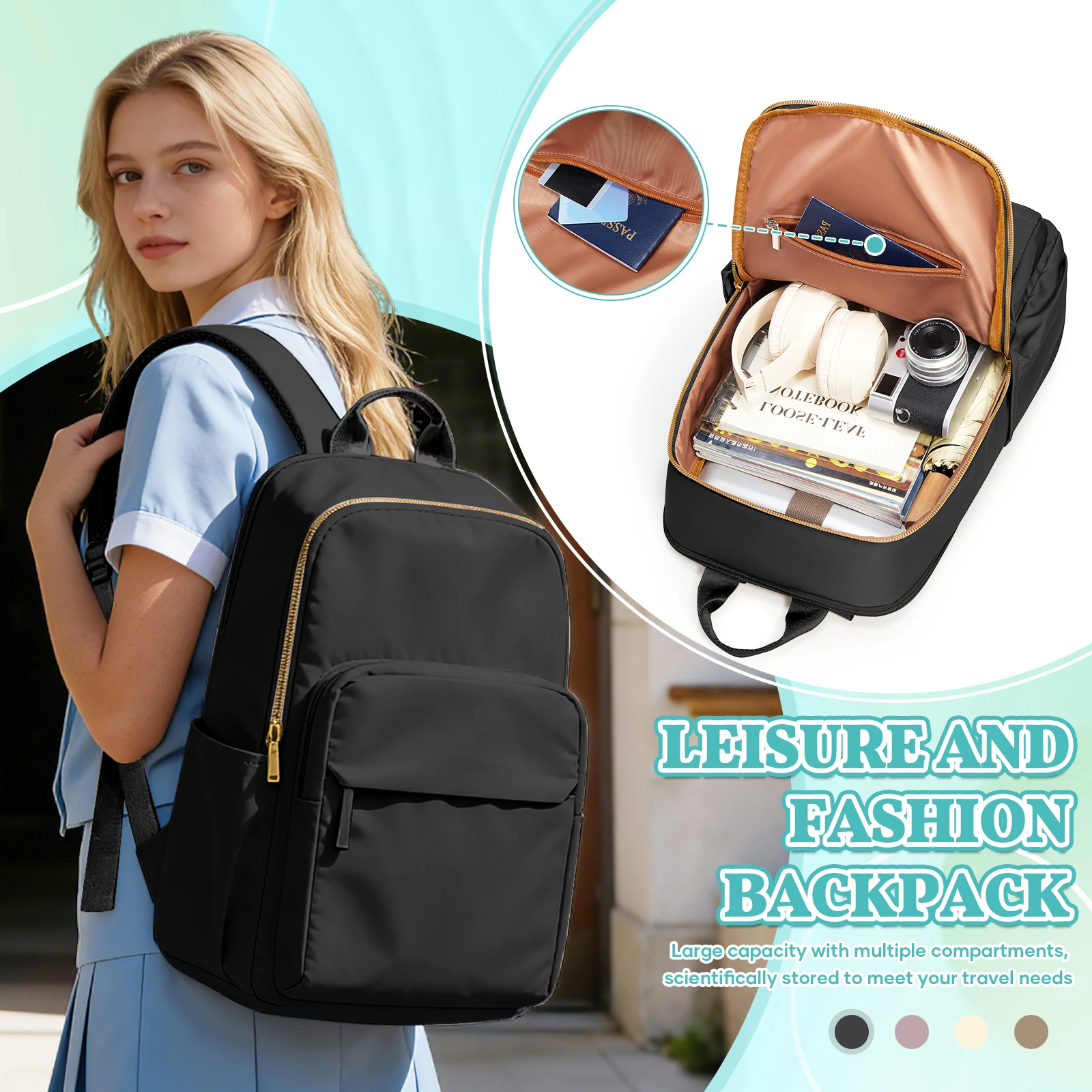 

Женский рюкзак, модный, простой, большой вместимости, для путешествий, бизнеса, учебы, рюкзак для ноутбука, сумка через плечо, рюкзак для колледжа для девушек