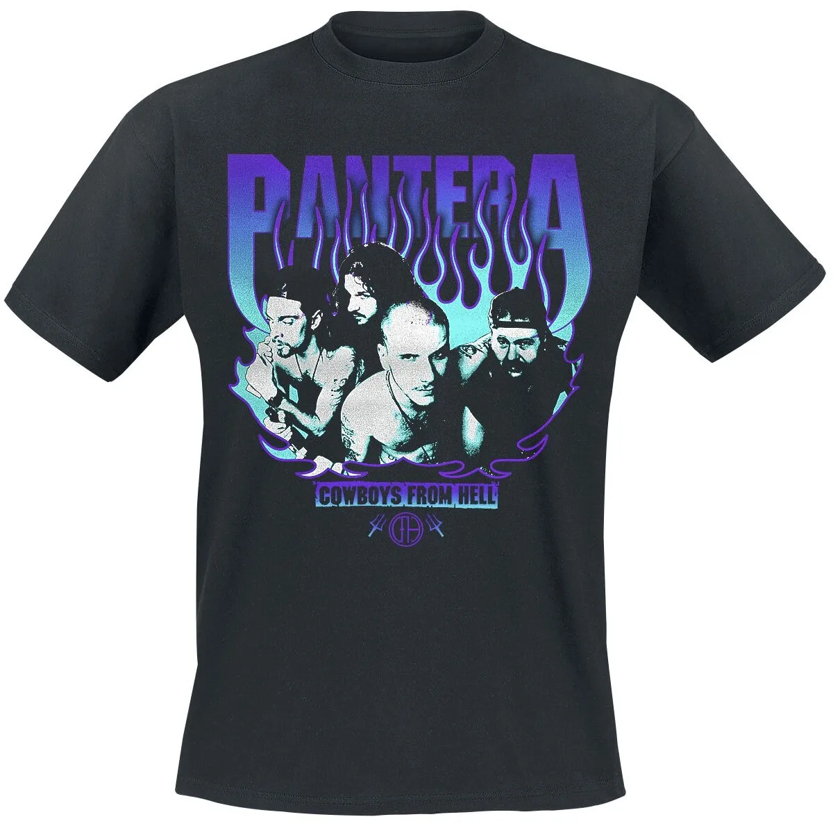 Pantera Cowboys From Hell Tee, Thrash Metal T-Shirt with Classic Album Cover Photo & Flame Border Print, Metal Fan Merch