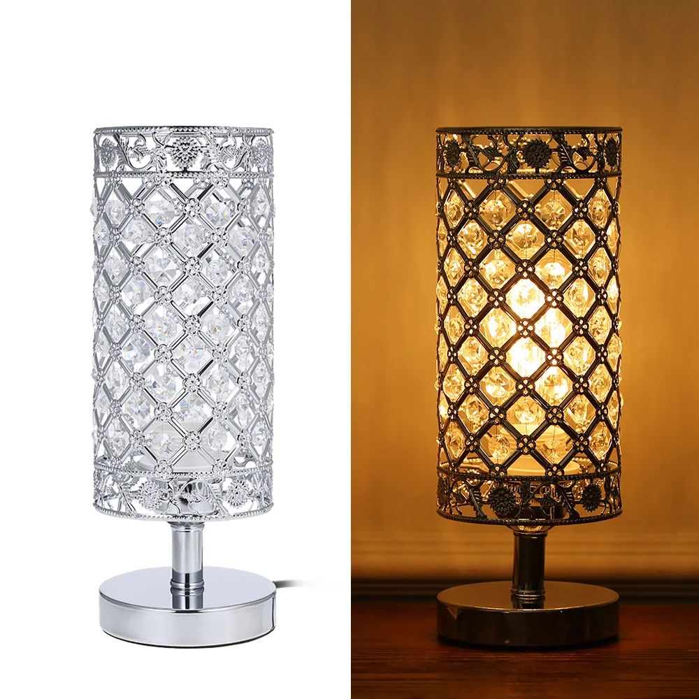 Lampa stołowa Tomshine Crystal Silver, lampka nocna, lampka biurkowa, dekoracyjna, z certyfikatem VDE, do sypialni, salonu, jadalni, kawiarni, na półkę z książkami