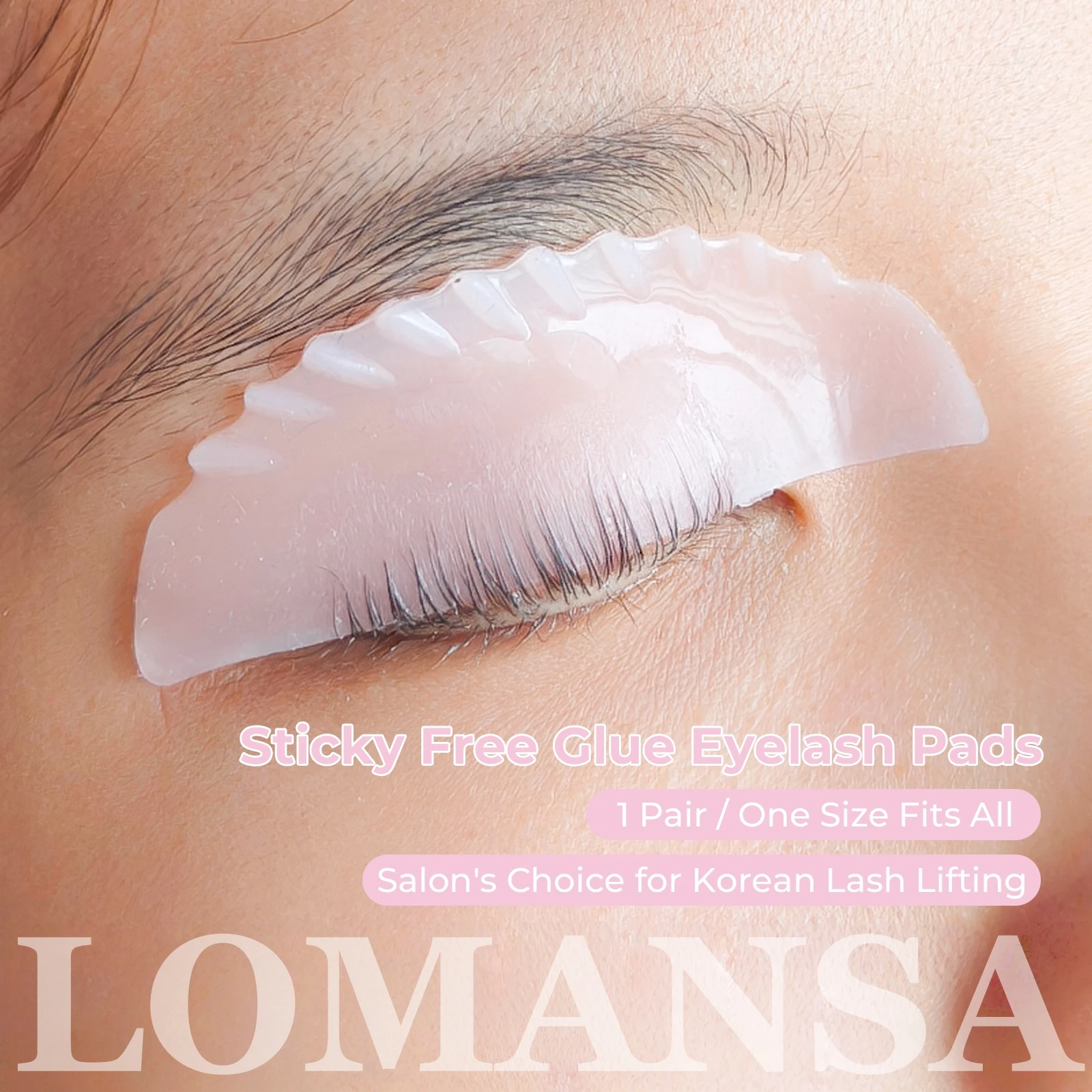 Lomansa New 2Pcs Flat Shield Silicone Eyelash Perming Rod Lash Lift Ribbon Lash Softening Pads Eyelash Curling Iron Makeup Tool