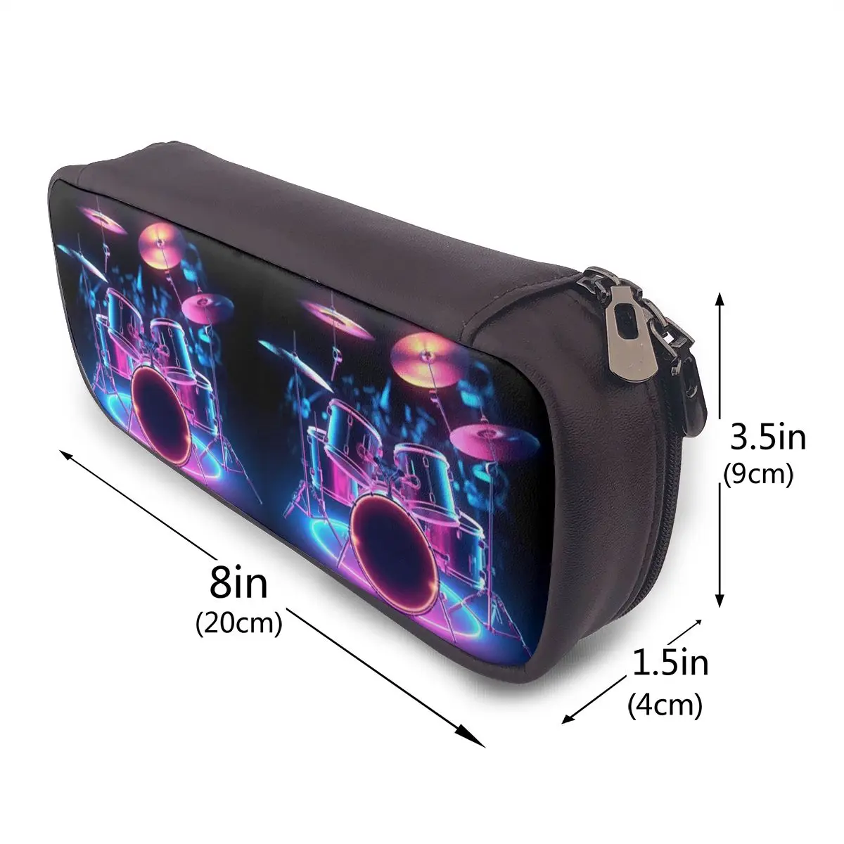 Shelf Drum Electronic Drum Leather Pencil Case for Kids Gifts Pen Box Pencil Bag Stationery Supplies Pen Holder Bag
