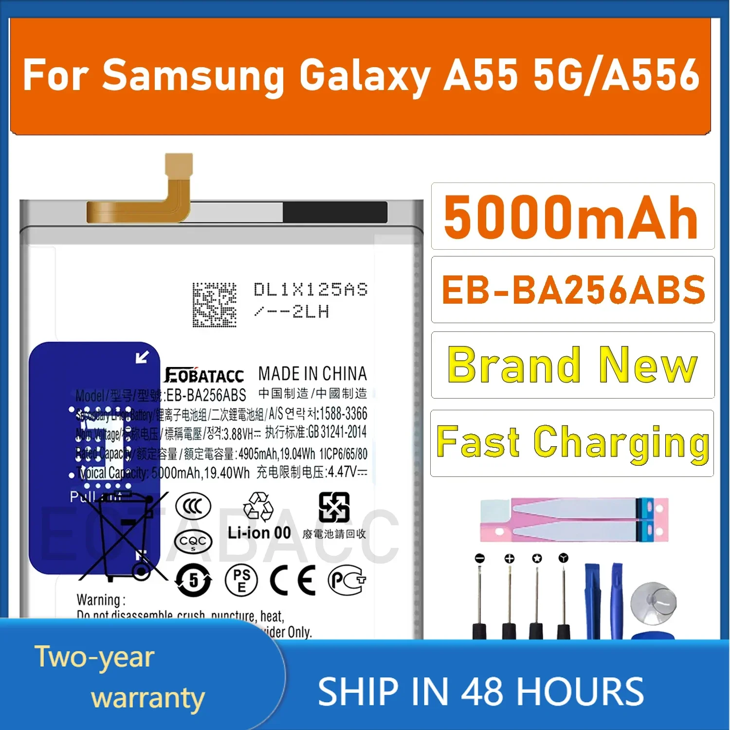 2025 YEARS EOTABACC High Quality 100% Original EB-BA256ABS  Battery For Samsung A55 5G/A556 Phone Battery+Tools