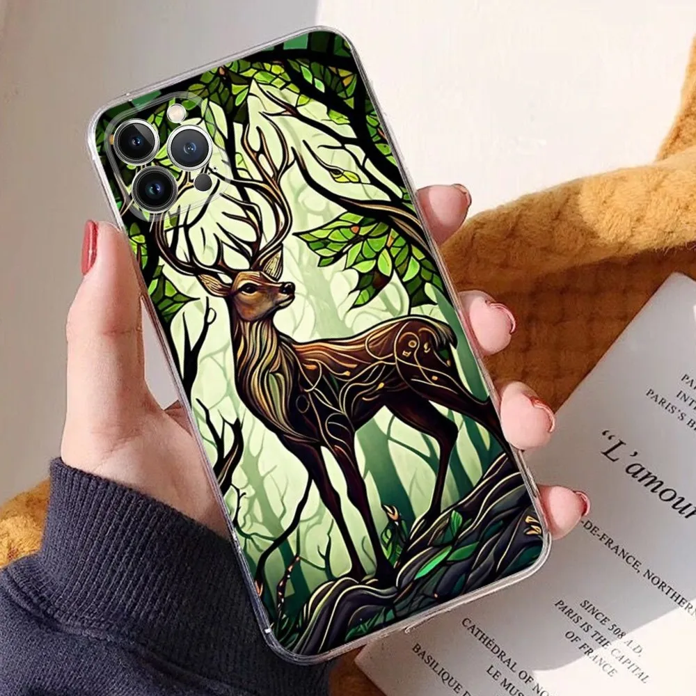 Deer Reindeer Phone Case For iPhone 15 11 12 13 14 Mini Pro Max XR X XS TPU Clear Case For 8 7 6 Plus SE 2020