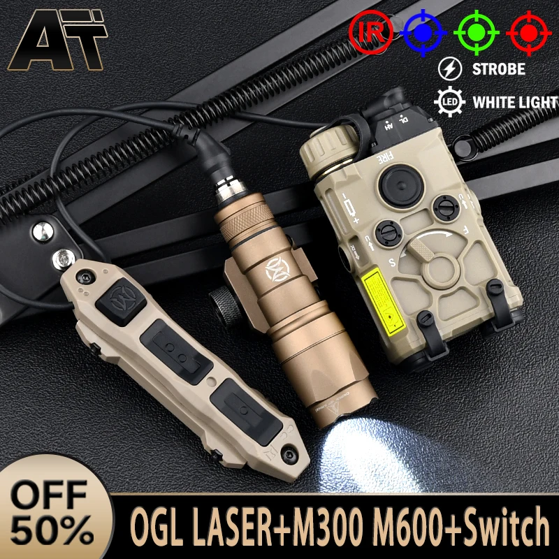 

WADSN Nylon OGL IR Strobe Laser Red Blue Green Tactical M600 M300 Flashlight Weapon Light Dual Function Pressure Switch Hunting