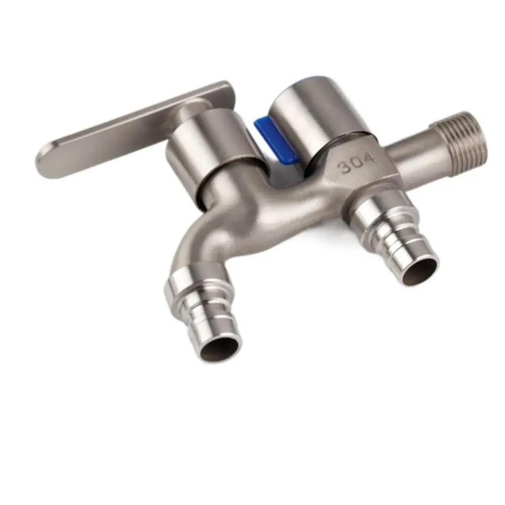 حنفية بمنفذ مياه مزدوج من الفولاذ المقاوم للصدأ ، حنفية حوض ممسحة ، مفتاح مياه ، بيبكوك حديقة خارجي ، 1 في 2