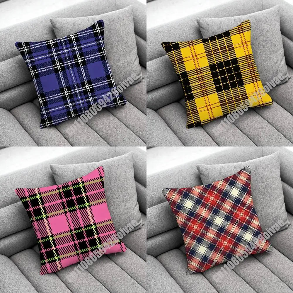 

Scottish Plaid Fabric Throw Pillow Case For Decoration 30cm 45x45cm Square Car Pillowcase Case