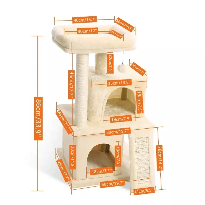 US Warehouse Modern Cat Tree Cat Condo Tower Cat Scratching Post