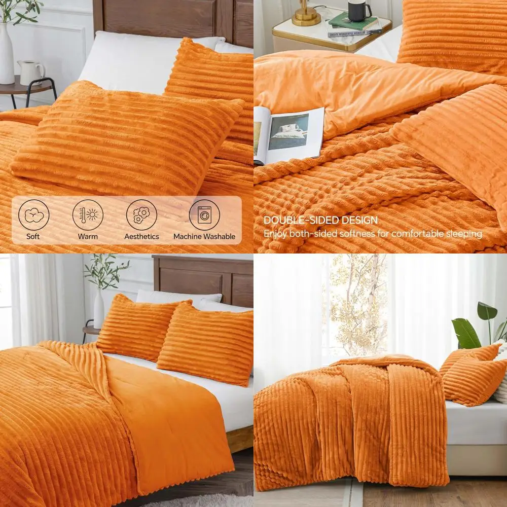 

Ультрамягкий и теплый комплект постельного белья цвета охры, плюшевый комфорт для зимы с 2 наволочками