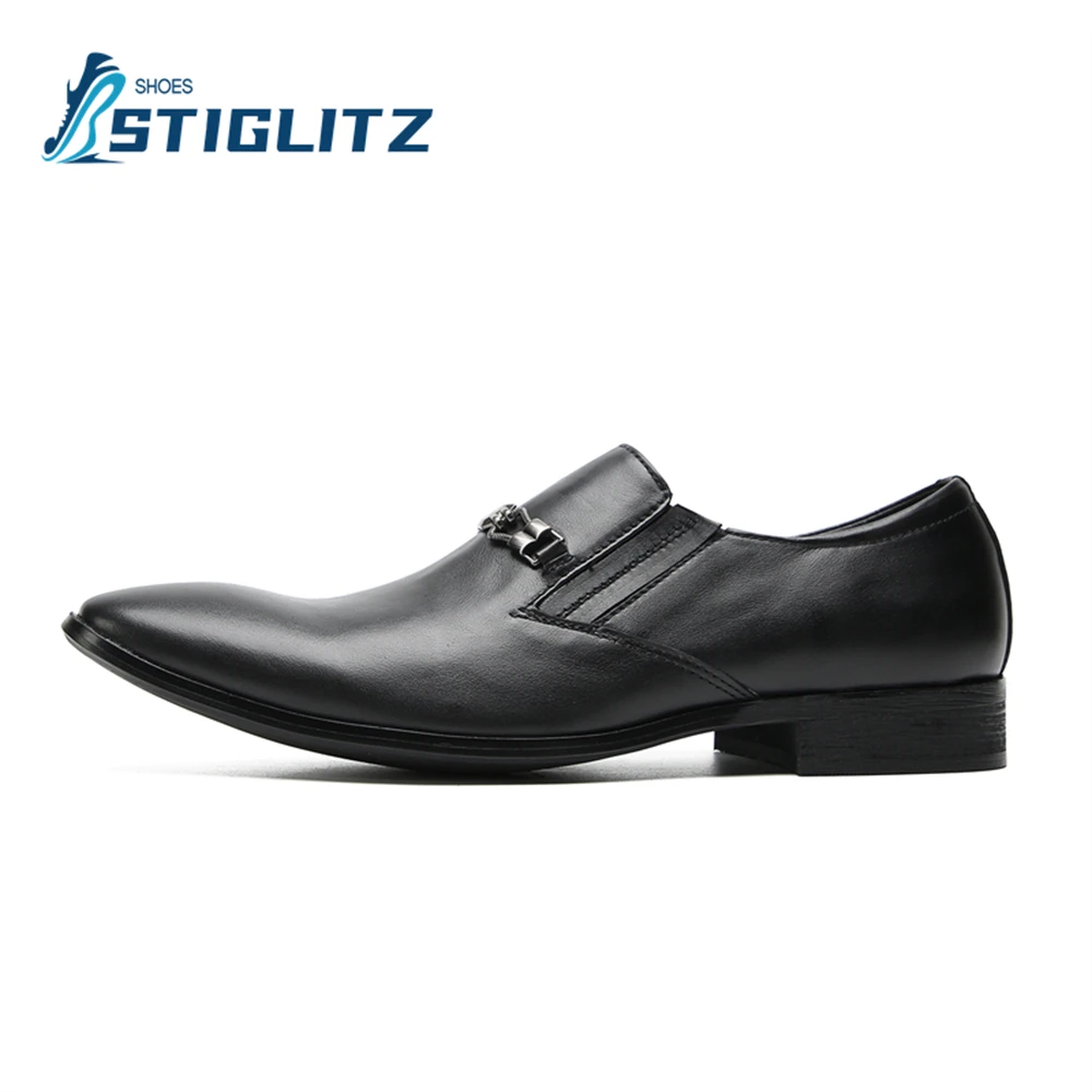 Solid Color Slip On Mules for Men Pointed Metal Trim Couture Loafers Men's Dress Shoes Comfortable Leather Casual Shoes 2023 New