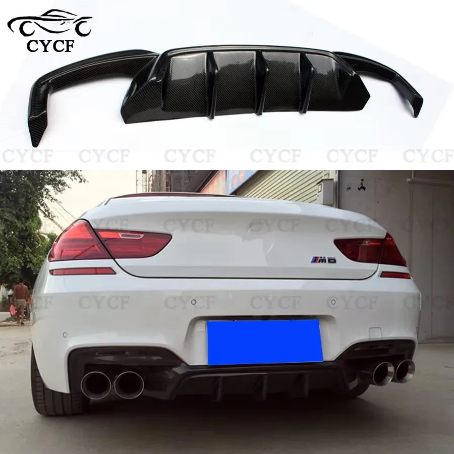 High quality Carbon Fiber Rear Lip Diffuser For BMW 6 Series F12 F13 F06  2011-2018 Competitive Back Bumper Hugger Spoiler