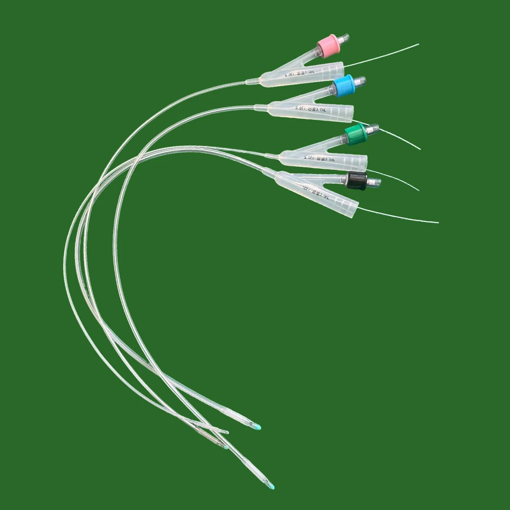 ‌10PCS Premium Dual-Chamber Dog Foley Catheter with Barium Stripe & Guidewire Silicone Long-Term Indwelling Balloon-Tipped 5FR