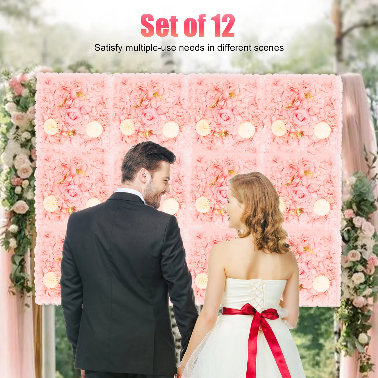 

12Pcs Flower Wall Panel Artificial Flower Wall Backdrop Wedding Decor Flower Wall Decor Party Wedding Decor Bridal Shower Decor