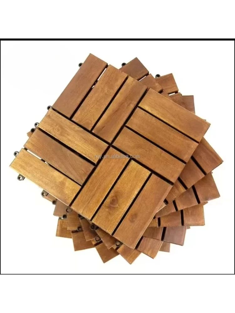 Versión personalizada 300x300 mm Azulejos de piso exterior de madera maciza Azulejos de patio al aire libre