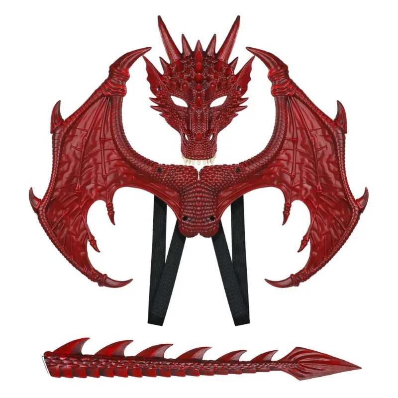 Dragon Kostuum Anime Kids Wings Mask Tail Halloween Festival Cosplay Accessoires Girl Boy Play Party Stage Performance Wear 2024