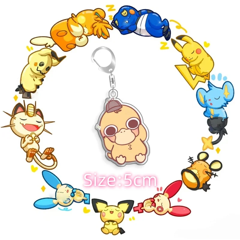 For Pokemon Bulbasaur Gengar Mew Psyduck Spuitle  Anime Self Made Acrylic Card Style Keychain Classics Game Collection Cards Toy view 6