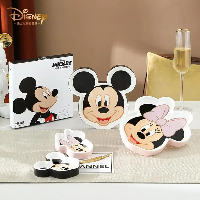 Disney Mickey Minnie children's baby dinner plate tableware cartoon creative ceramic home breakfast cute steak plate tableware