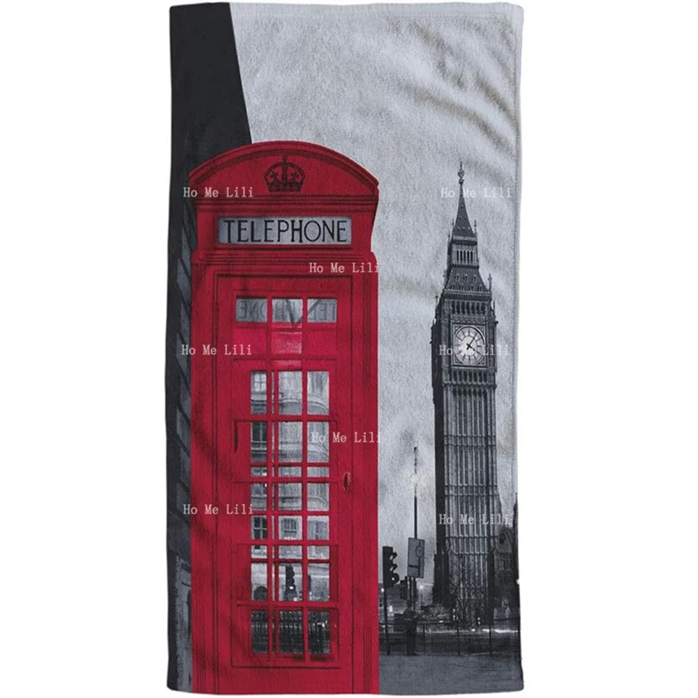 London Big Ben And Old Red Phonebox Comfortable Soft Towels Quick-Drying Towel For Bath Yoga Golf Hair Face