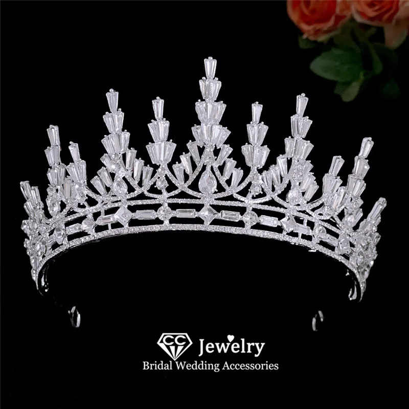 

CC Хрустальная Корона для женщин Свадебные аксессуары для волос Свадебное платье Заручальные прически Блестящие диадемы и короны Головной убор YQ242
