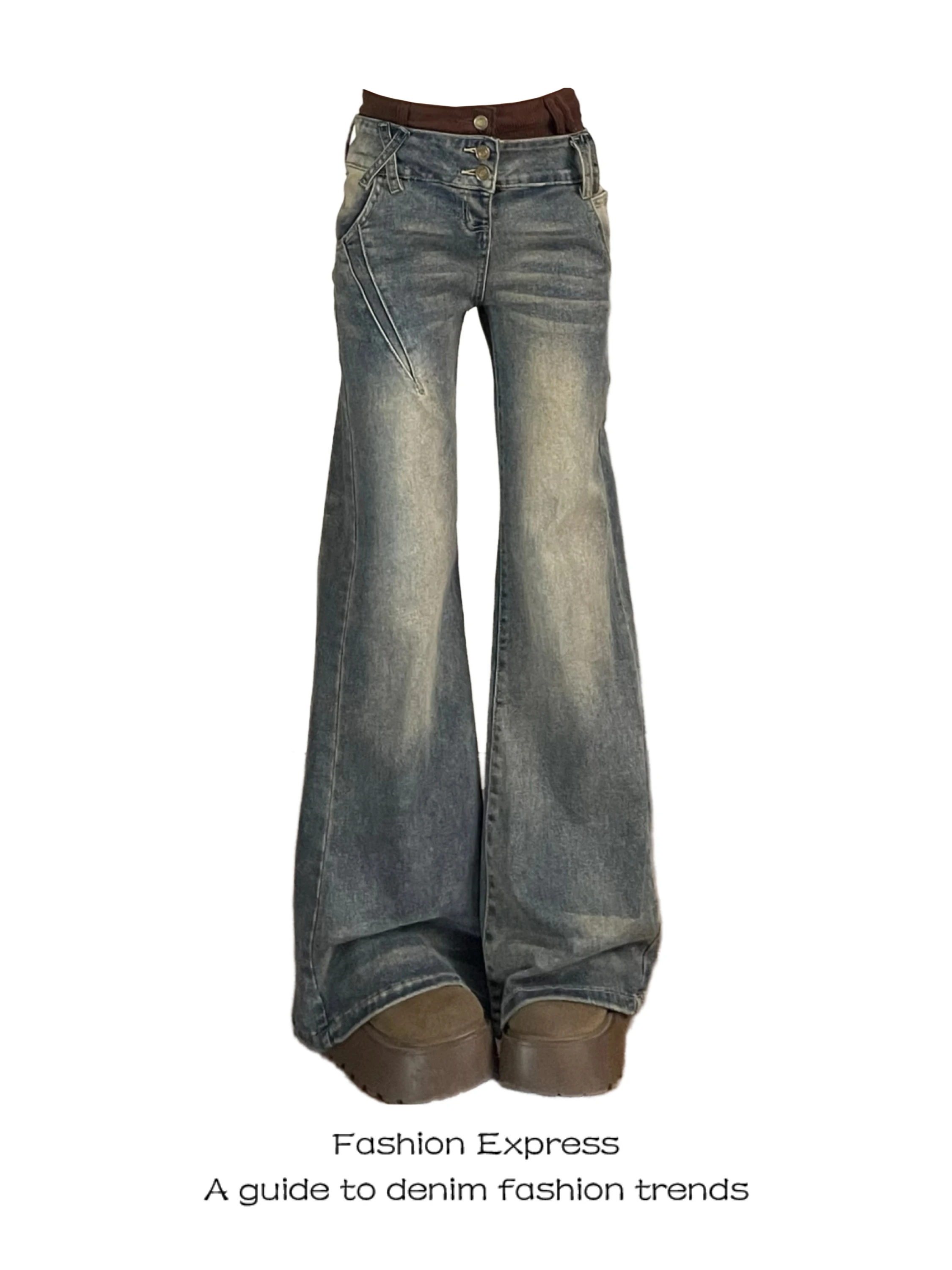 

American Wa Low Waist Bell Bot Jeans Women's New 2026 High Street Design Sensation Long Trousers Trendy Casual Sle