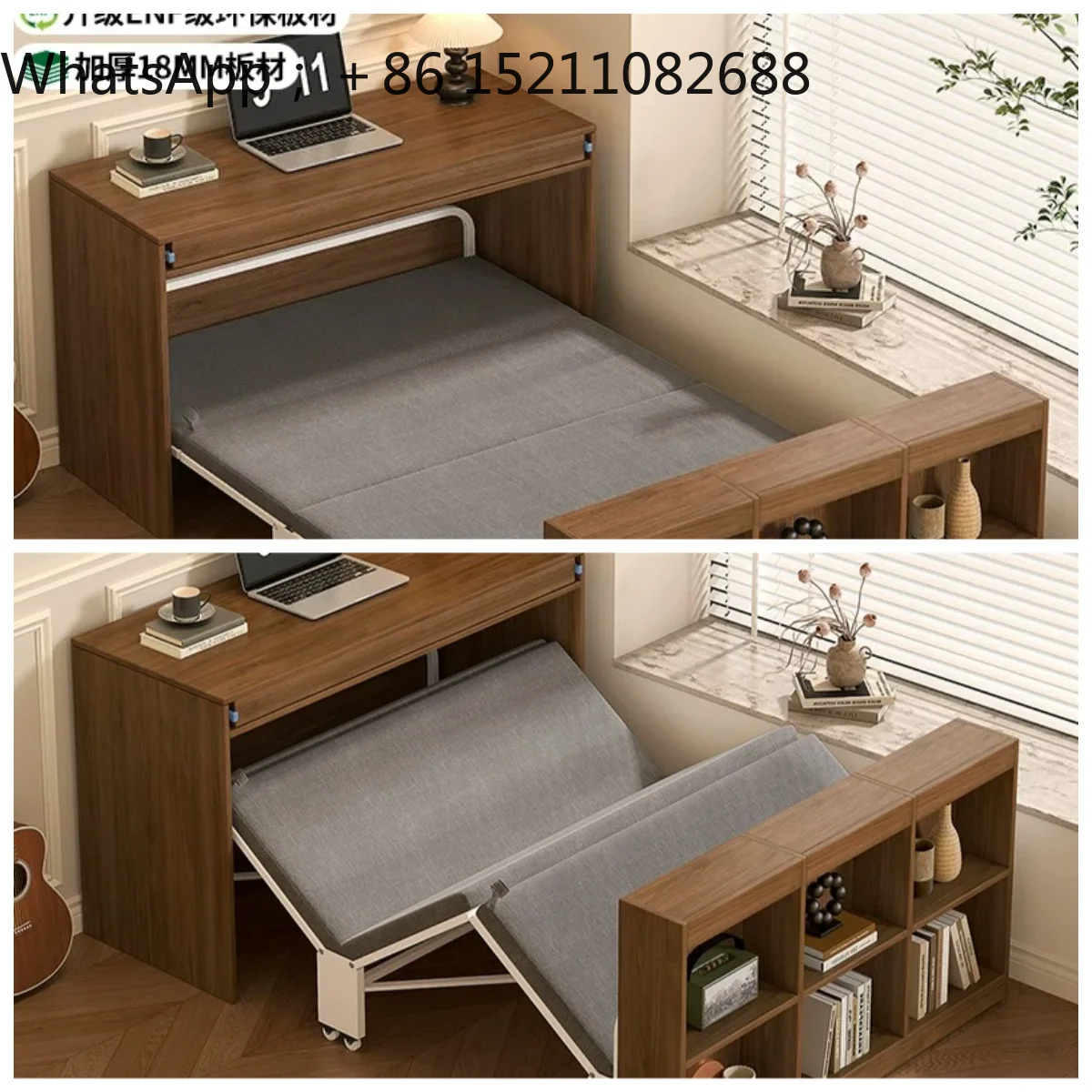 SCY medieval style lunch break folding bed single small apartment office nap bed pull-out combination desk